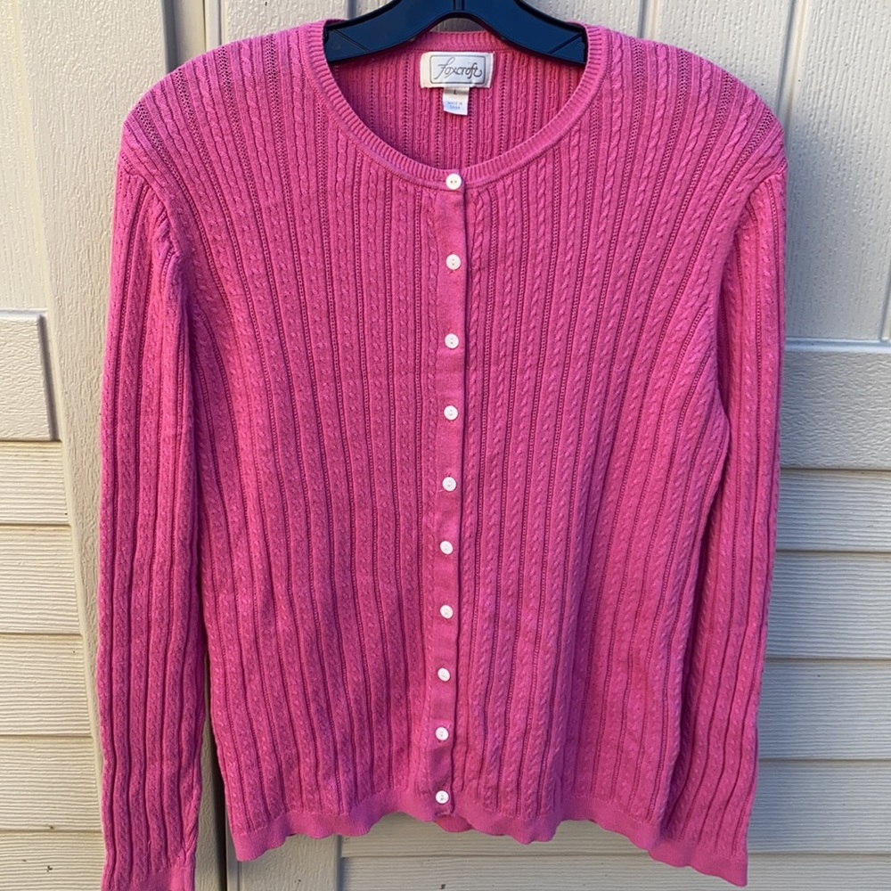 FOXCROFT Pink Button Down Supima Cardigan Sweater - Picture 12 of 16